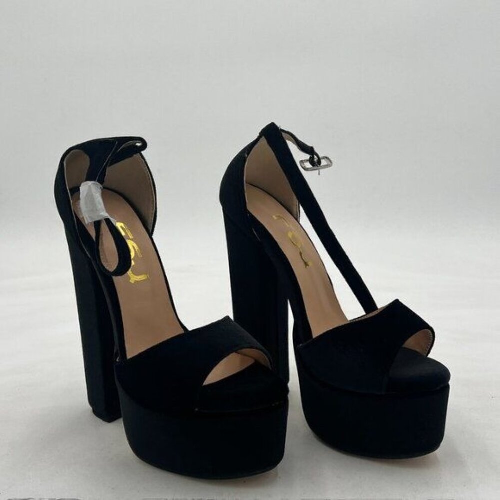 FSJ Women's Shoes Simple Platform Ankle Strap Chunky High Heeled Sandals
